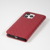 iPhone 14 Pro Max Leder Tasche - Flip Wallet prestige Design - Rot