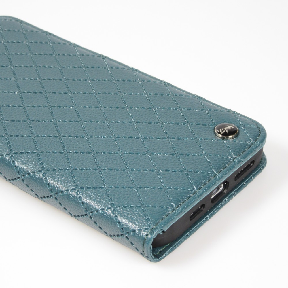 iPhone 14 Pro Max Leder Tasche - Flip Wallet prestige Design - Grün