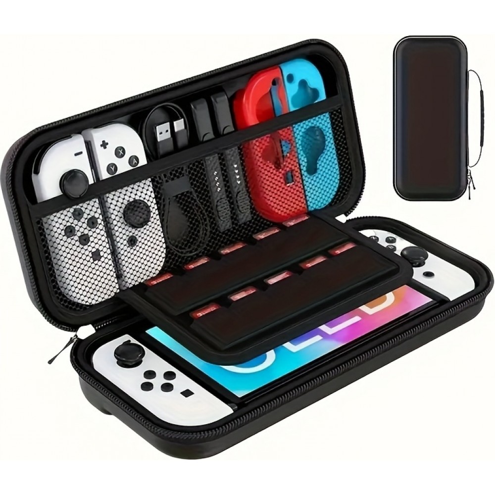 Schutzhülle Tragetasche für Nintendo Switch (1. Generation) mit Fächern und Belüftung - Schwarz