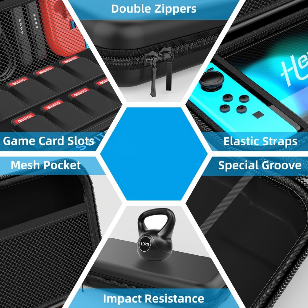 Schutzhülle Tragetasche für Nintendo Switch (1. Generation) mit Fächern und Belüftung - Schwarz