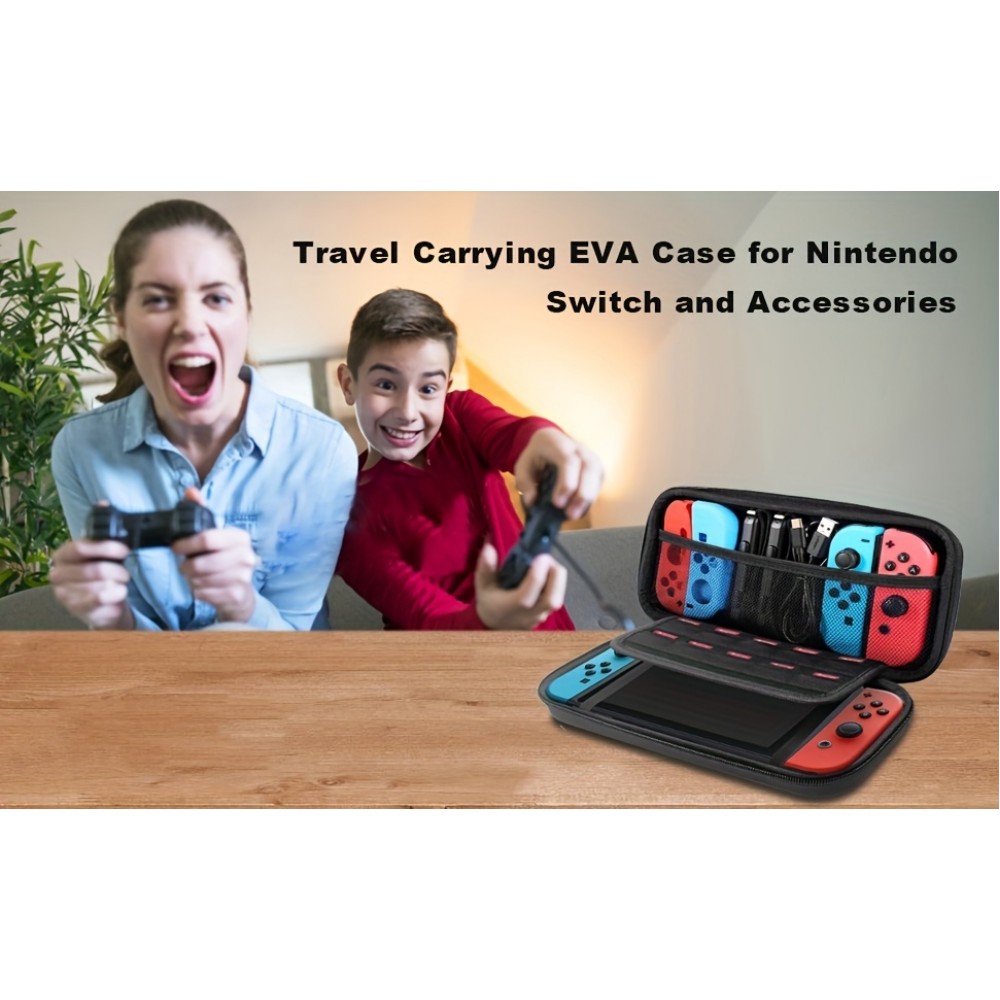 Schutzhülle Tragetasche für Nintendo Switch (1. Generation) mit Fächern und Belüftung - Schwarz