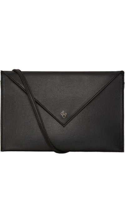 First Pochette mini sac à main en véritable cuir de cactus et 2 lanières intégrées - Noir