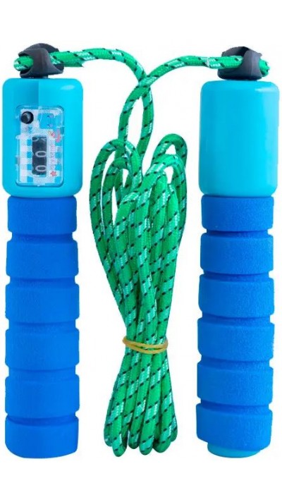 Fitness Springseil PVC Soft-touch Griffe mit integriertem Zähler - Blau