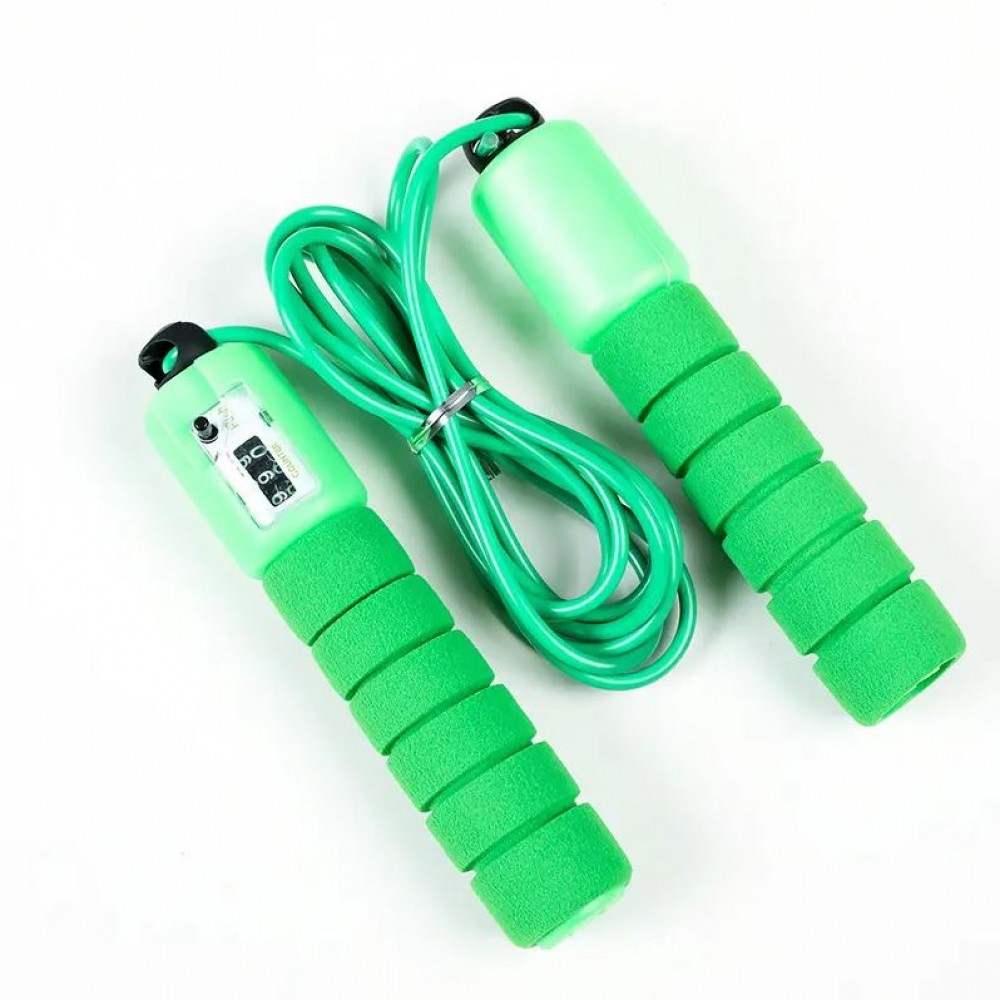 Fitness corde à sauter PVC Soft-touch poignées avec compteur intégré - Bleu