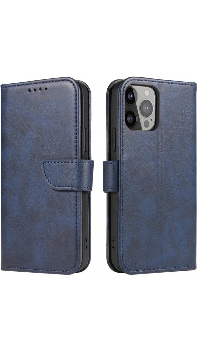 Galaxy S25 Ultra Case Hülle - Flip Leder mit Magnetverschluss - Dunkelblau
