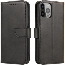 Galaxy S25+ Case Hülle - Leder Flip mit Magnetverschluss - Schwarz