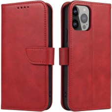 Galaxy S25 Case H&uuml;lle - Flip-Lederetui mit Magnetverschluss - Rot