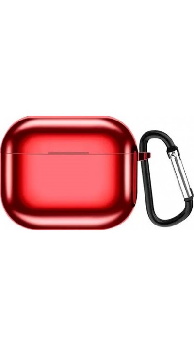 AirPods 3 Case Hülle - Shiny Silikon galvanisierend TPU Hülle mit Karabiner - Rot