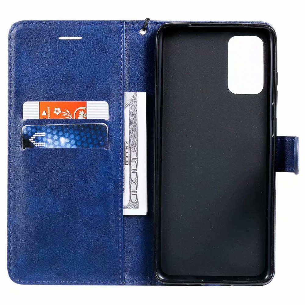 Case Hülle Samsung Galaxy A52 - Premium Flip Leder Tasche - Dunkelblau