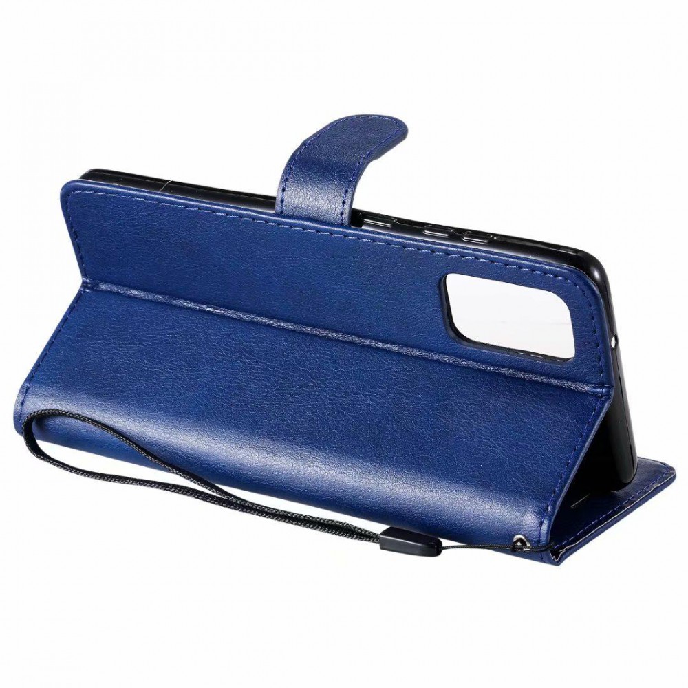 Case Hülle Samsung Galaxy A52 - Premium Flip Leder Tasche - Dunkelblau