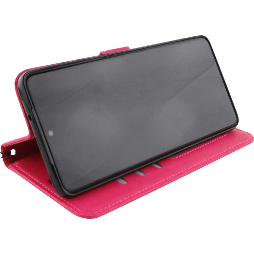 Hülle Samsung Galaxy S22 - Premium Flip Leder Tasche - Dunkelrosa