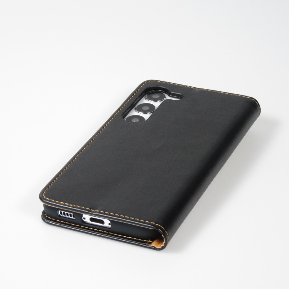 Samsung Galaxy S23+ Case Hülle - Flip Fierre Shann Echtleder - Schwarz