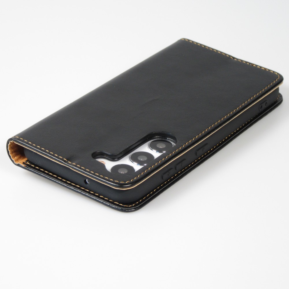 Samsung Galaxy S23+ Case Hülle - Flip Fierre Shann Echtleder - Schwarz