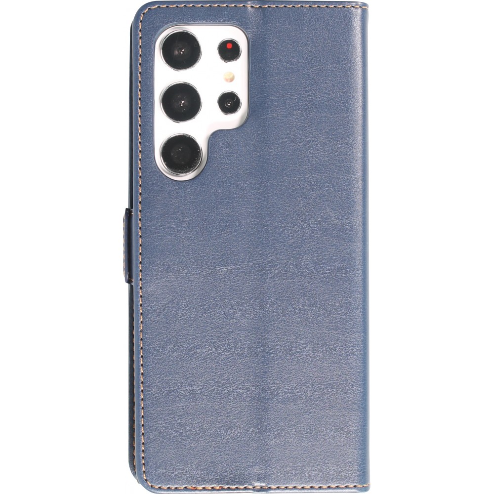 Galaxy S23 Ultra Case Hülle - Flip Fierre Shann Echtleder - Blau
