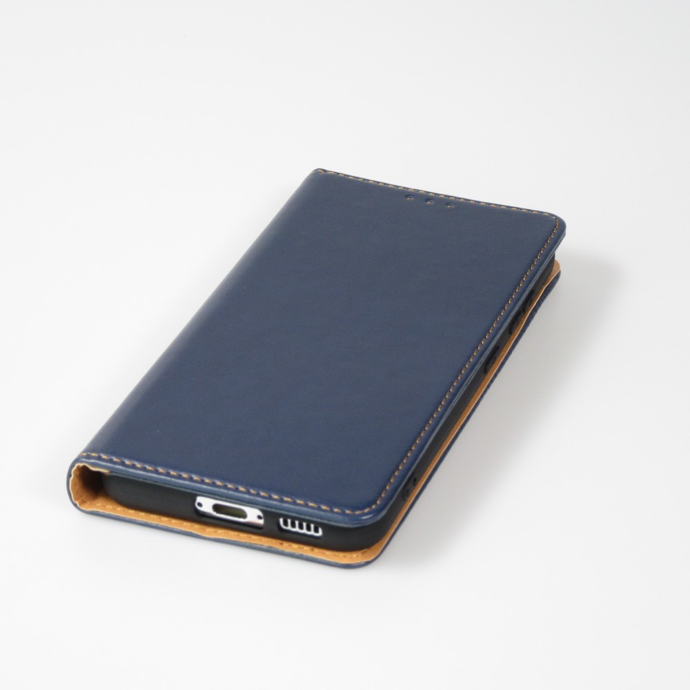 Galaxy S23 Ultra Case Hülle - Flip Fierre Shann Echtleder - Blau