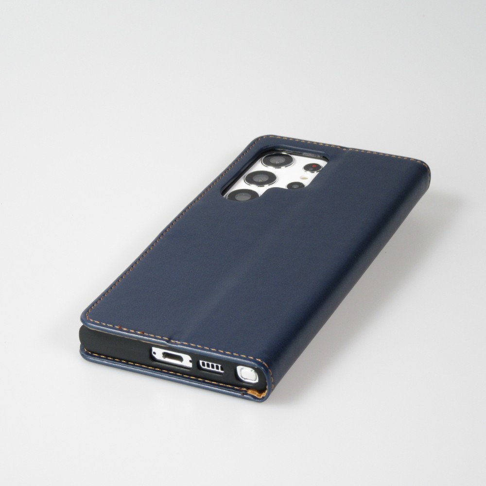 Galaxy S23 Ultra Case Hülle - Flip Fierre Shann Echtleder - Blau