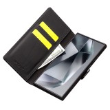 Samsung Galaxy S23 Ultra Case Hülle - Flip Qialino Echtleder matt mit magnetischem Verschluss - Mattschwarz