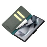 Samsung Galaxy S25 Ultra Case Hülle - Flip Qialino Echtleder matt mit magnetischem Verschluss - Mattgrün