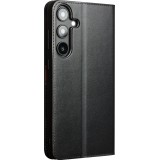 Samsung Galaxy S25+ Case Hülle - Qialino Flip Matt Wallet Echtleder - Schwarz