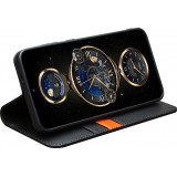 Samsung Galaxy S25+ Case Hülle - Qialino Flip Matt Wallet Echtleder - Schwarz