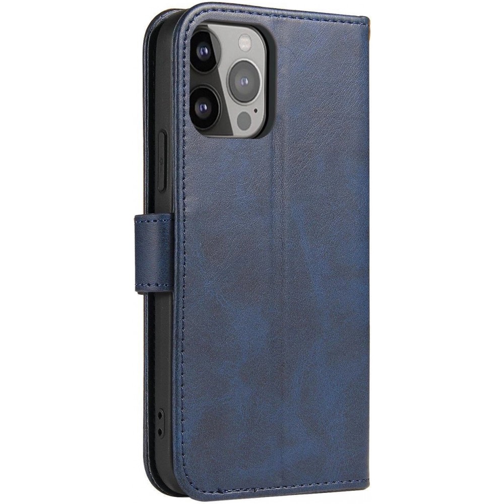 Galaxy S25+ Case H&uuml;lle - Flip Lederh&uuml;lle mit Magnetverschluss - Dunkelblau