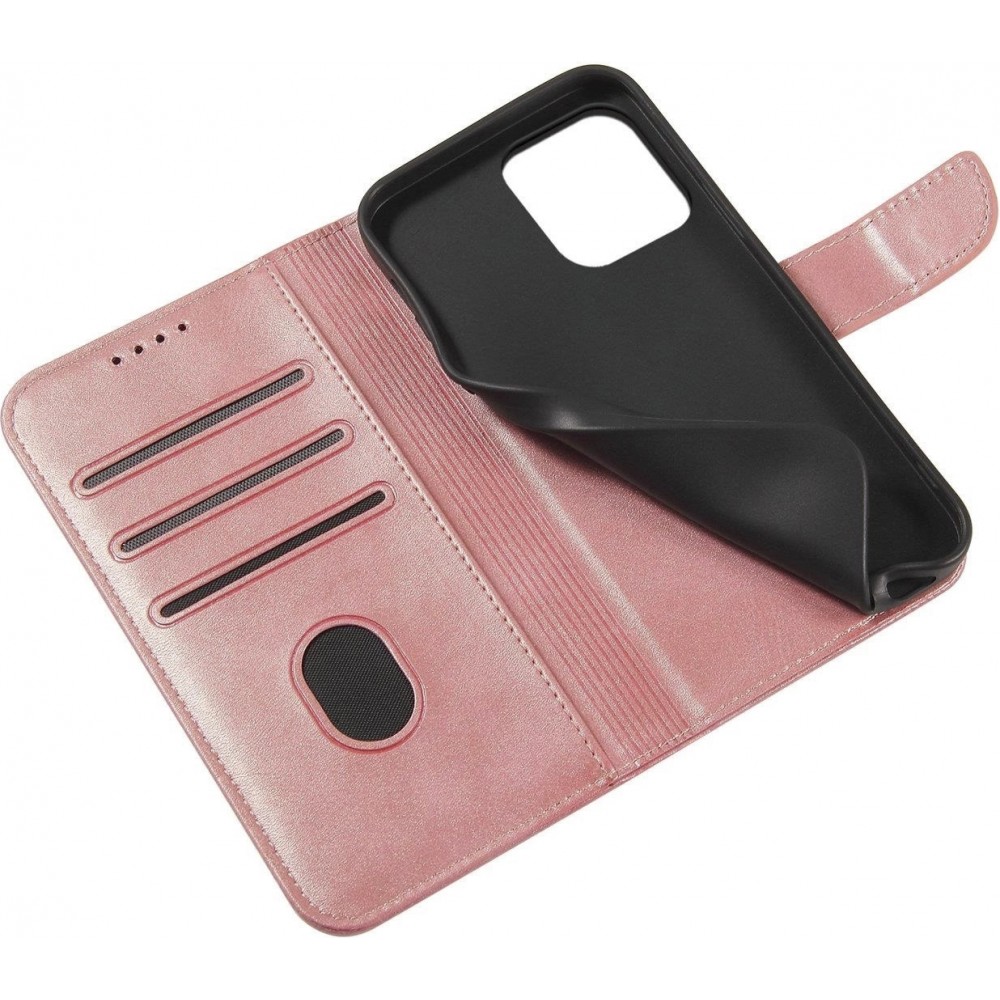 Galaxy S25+ Case Hülle - Magnetverschluss Flip Lederhülle - Rosa