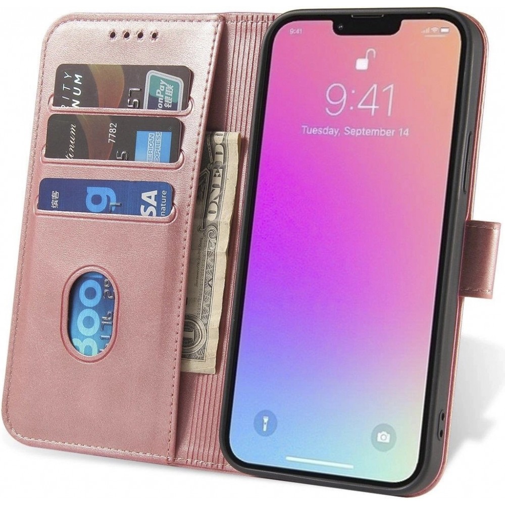 Galaxy S25+ Case Hülle - Magnetverschluss Flip Lederhülle - Rosa
