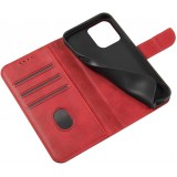 Galaxy S25+ Case H&uuml;lle - Leder Flip Case mit Magnetverschluss - Rot