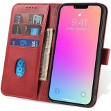 Galaxy S25+ Case H&uuml;lle - Leder Flip Case mit Magnetverschluss - Rot