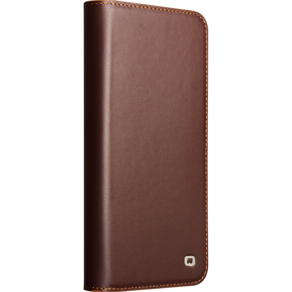 Samsung Galaxy S25 Case Hülle - Qialino Flip Matt Wallet Echtleder - Braun
