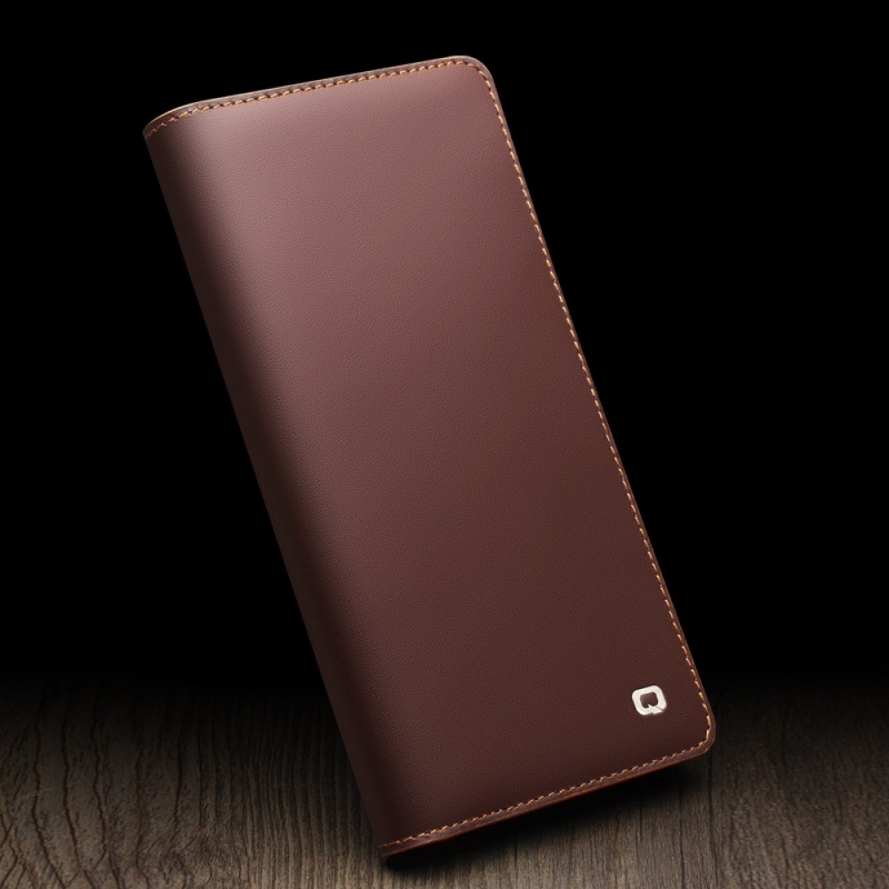 Samsung Galaxy S25 Case Hülle - Qialino Flip Matt Wallet Echtleder - Braun