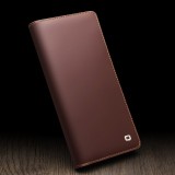 Samsung Galaxy S25 Case Hülle - Qialino Flip Matt Wallet Echtleder - Braun