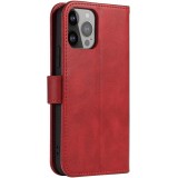 Galaxy S25 Case H&uuml;lle - Flip-Lederetui mit Magnetverschluss - Rot