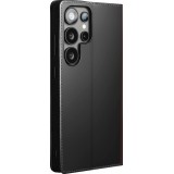 Samsung Galaxy S25 Ultra Case Hülle - Qialino Flip Matt Wallet Echtleder - Schwarz