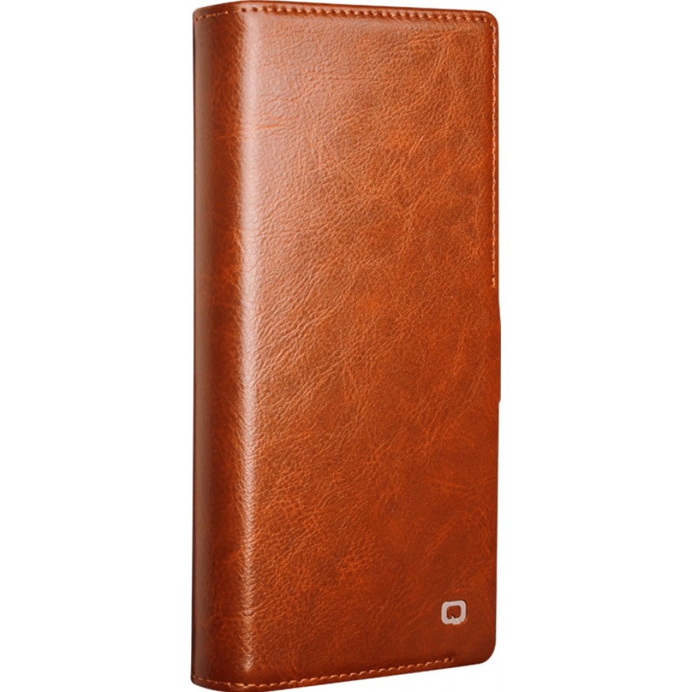 Samsung Galaxy S25 Ultra Case Hülle - Flip Qialino Echtleder mit magnetischem Verschluss - Hellbraun