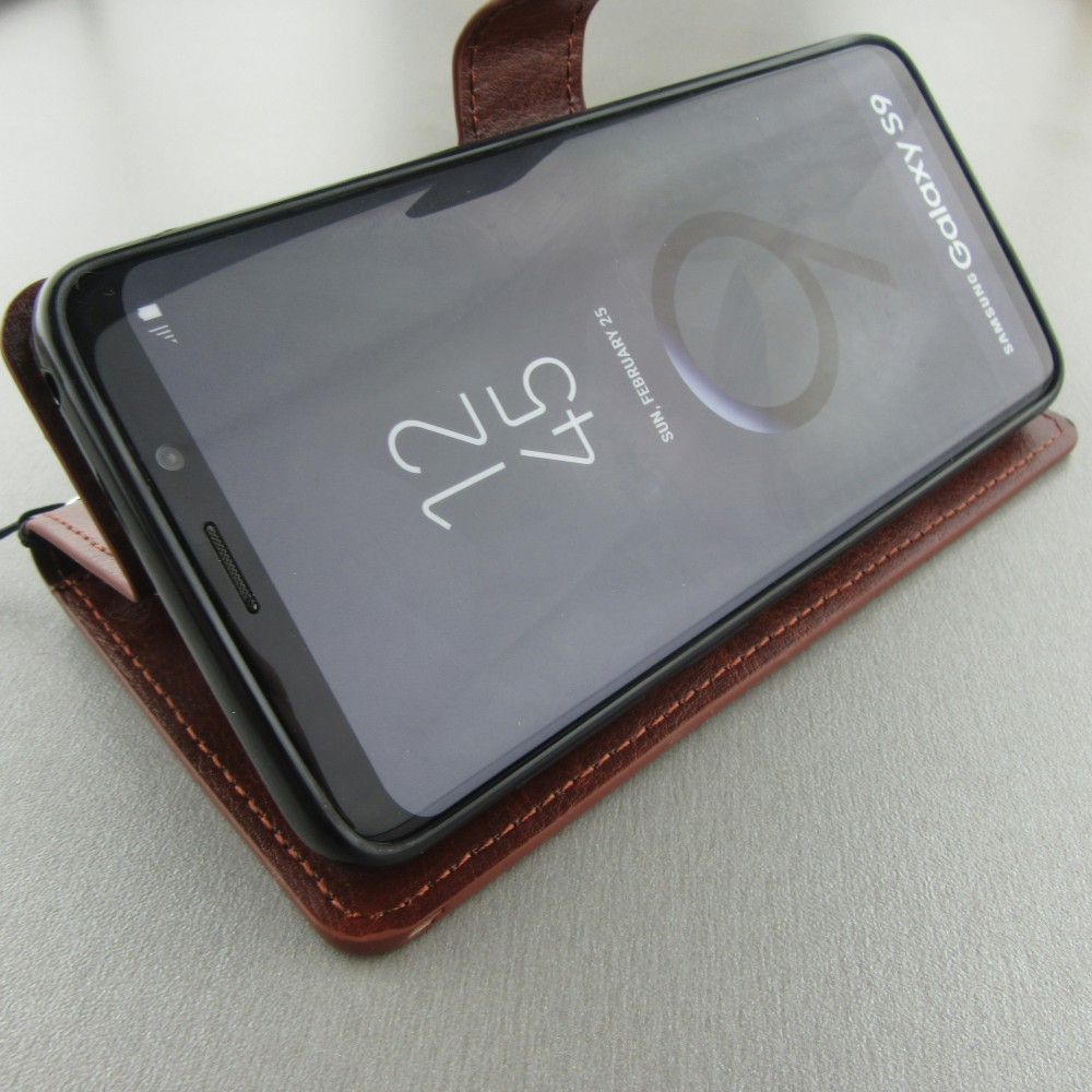 Hülle Samsung Galaxy S8 - Premium Flip Leder Tasche - Braun