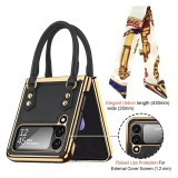 Galaxy Z Flip4 Case Hülle - Fashion Designer Schutzhülle Kunstleder in Handtaschenform - Rosa