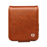 Samsung Galaxy Z Flip5 Case Hülle - Flip Qialino Echtleder mit magnetischem Verschluss - Hellbraun