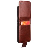 Samsung Galaxy Z Flip6 Case Hülle - Flip Qialino Echtleder mit magnetischem Verschluss - Dunkelbraun