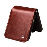 Samsung Galaxy Z Flip6 Case Hülle - Flip Qialino Echtleder mit magnetischem Verschluss - Dunkelbraun