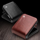 Samsung Galaxy Z Flip6 Case Hülle - Flip Qialino Echtleder mit magnetischem Verschluss - Dunkelbraun