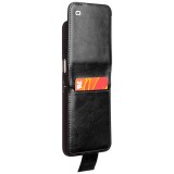 Samsung Galaxy Z Flip5 Case Hülle - Flip Qialino Echtleder mit magnetischem Verschluss - Schwarz