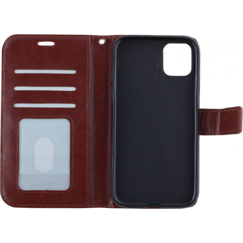 Hülle iPhone 11 - Premium Flip Leder Tasche - Braun