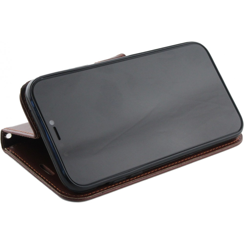 Hülle iPhone 11 - Premium Flip Leder Tasche - Braun
