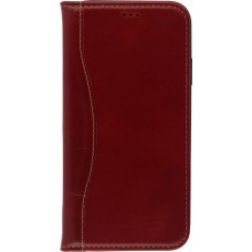 Hülle iPhone 11 Pro Max - Flip Fierre Shann Echtleder - Rot