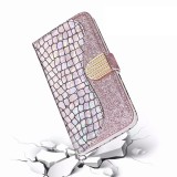 Hülle iPhone 12 mini - Flip Croco Strass  - Rosa