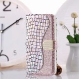Hülle iPhone 12 mini - Flip Croco Strass  - Rosa