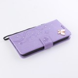 Hülle iPhone 12 / 12 Pro - Flip Schmetterling Strass - Violett