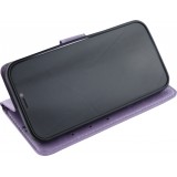 Hülle iPhone 12 / 12 Pro - Flip Schmetterling Strass - Violett