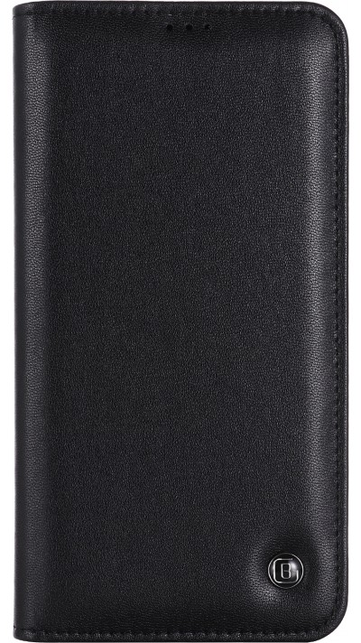 iPhone 12 / 12 Pro Case Hülle - GEBEi Kala Serie Luxus in echtem Leder, Kartenhalter, Videohalter - Schwarz